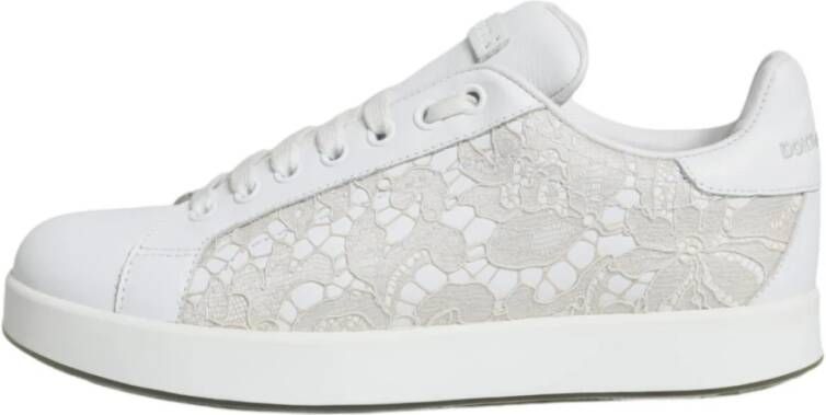 Dolce & Gabbana Witte Kantdetail Lage Sneakers