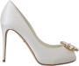 Dolce & Gabbana Kristallen Peep Toe Satijnen Pumps White Dames - Thumbnail 15