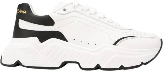 Dolce & Gabbana Witte lage sneakers met contrast hiel White Dames