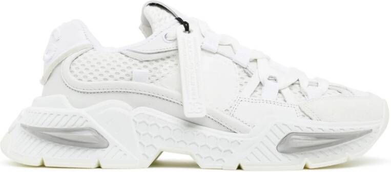 Dolce & Gabbana Witte nylon sneakers met leren en suède details White