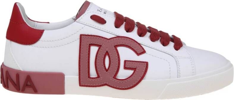 Dolce & Gabbana Witte Lage Sneakers van Nappa Kalfsleer White Heren