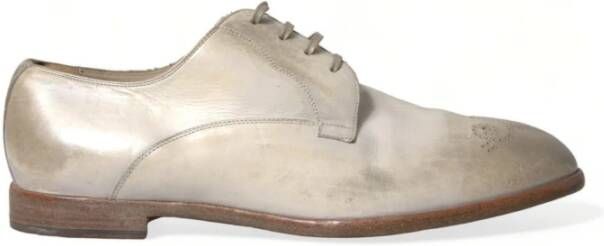 Dolce & Gabbana Witte Leren Derby Schoenen Multicolor Heren