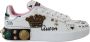 Dolce & Gabbana Witte Leren Kristallen Koningin Kroon Sneakers White Dames - Thumbnail 2