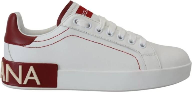 Dolce & Gabbana Wit Rood Logo Patch Dames Sneakers Schoenen White Dames