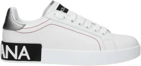 Dolce & Gabbana Witte Leren Lage Top Logo Sneakers