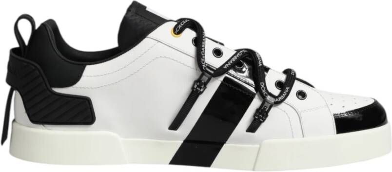 Dolce & Gabbana Witte Leren Logo Portofino Sneakers Schoenen