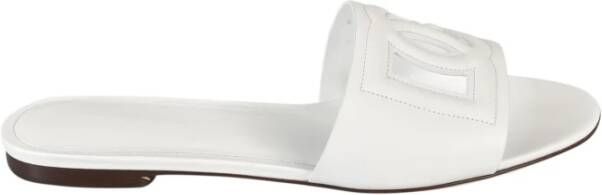 Dolce & Gabbana Witte Leren Logo Slides White Dames