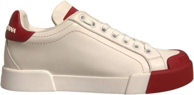 Dolce & Gabbana Witte Leren Logo Sneakers met Rubberen Zool