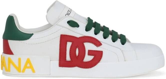 Dolce&Gabbana Low-Top Sneakers Dames Portofino Sneaker DGLogo Multi in wit