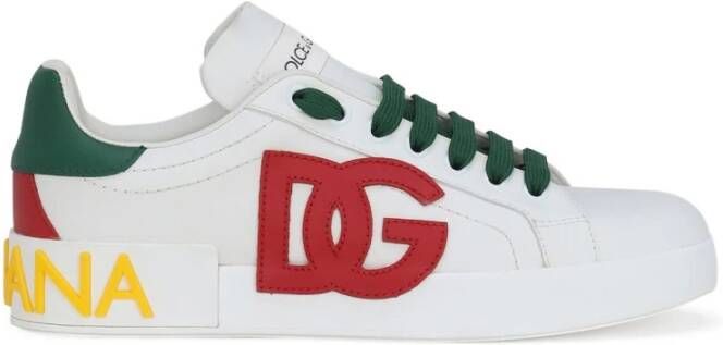 Dolce & Gabbana Witte Leren Panel Sneakers White Dames