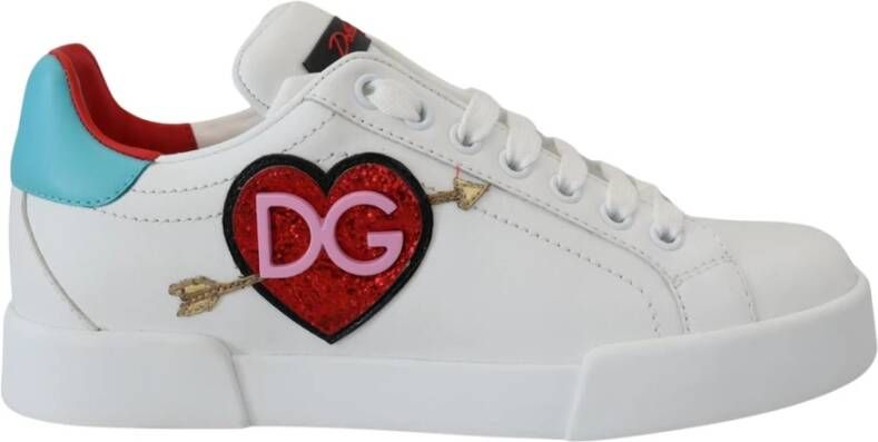 Dolce & Gabbana Witte Leren Portofino Sneakers White Dames
