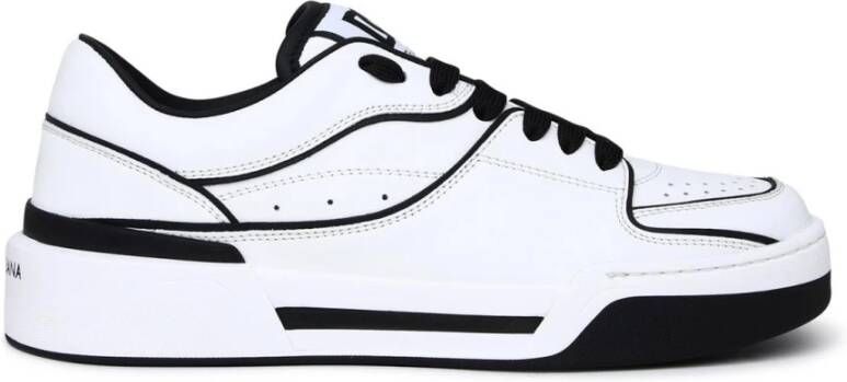 Dolce & Gabbana Zwart Wit Nappa Sneakers Vetersluiting White Heren