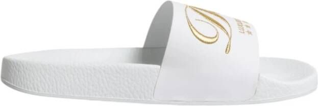 Dolce & Gabbana Witte Leren Slides Strand Sandalen