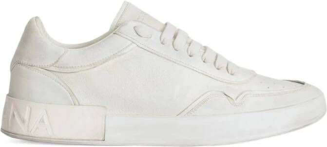 Dolce & Gabbana Witte Leren Sneaker met Geperforeerd Detail