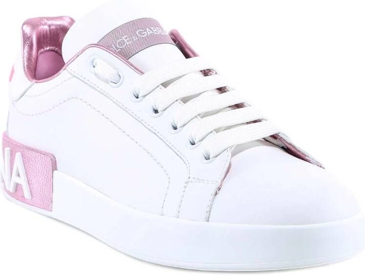 Dolce & Gabbana Witte Leren Sneakers Aw23 White Dames