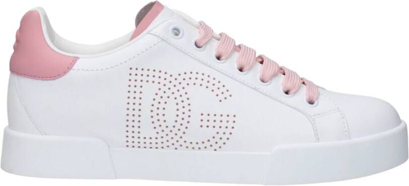 Dolce&Gabbana Low-Top Sneakers Dames Portofino Sneaker Wit Roze in wit