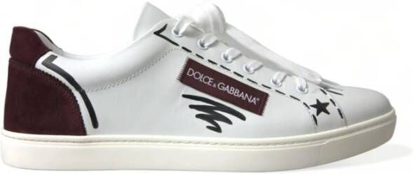 Dolce & Gabbana Exclusieve Wit Bordeaux Lage Top Sneakers White