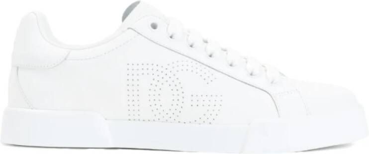 Dolce & Gabbana Witte leren sneakers met geperforeerd ontwerp