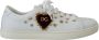 Dolce & Gabbana Leren Sneakers met Gouden Studs en Rood Fluweel Hart Borduurwerk White Dames - Thumbnail 33