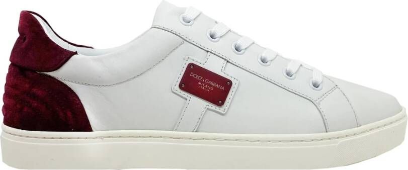 Dolce & Gabbana Witte Leren Sneakers met Logo Detail White Heren
