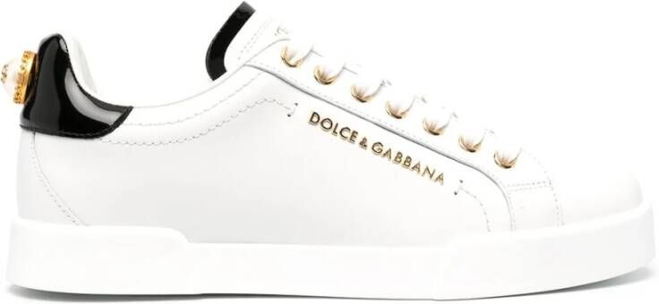 Dolce & Gabbana Witte Logo-Embellished Low-Top Sneakers White Dames