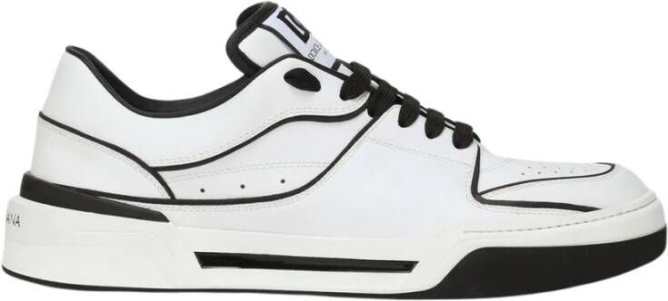 Dolce & Gabbana Witte Leren Sneakers met Logo Patch White Heren