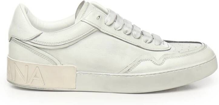 Dolce & Gabbana Witte leren sneakers met logodetails