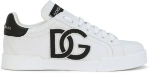 Dolce & Gabbana Witte Leren Sneakers met Versterkte Hiel en Rubberen Zool Wit Dames