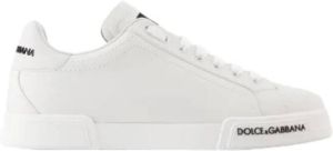 Dolce & Gabbana Witte Leren Sneakers Wit Dames