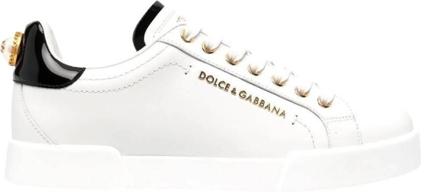 Dolce & Gabbana Witte Logo-Embellished Low-Top Sneakers White Dames