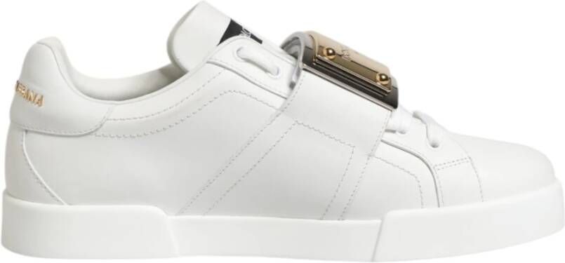 Dolce & Gabbana Witte Logo Plaque Lage Top Sneakers