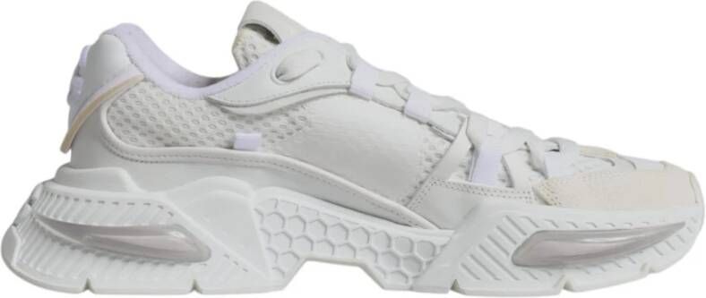 Dolce & Gabbana Witte nylon sneakers met leren en suède details White