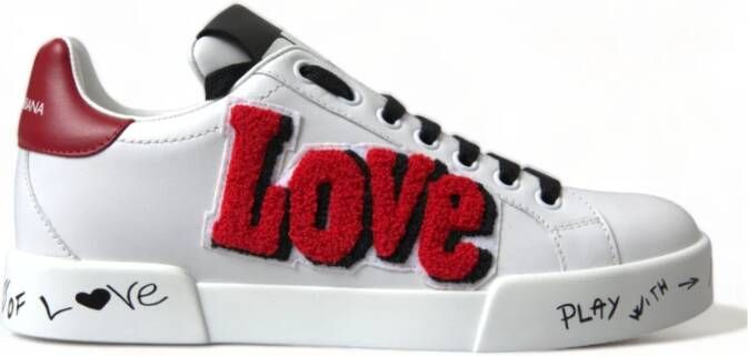 Dolce & Gabbana Witte Love Patch Portofino Sneakers Multicolor Dames