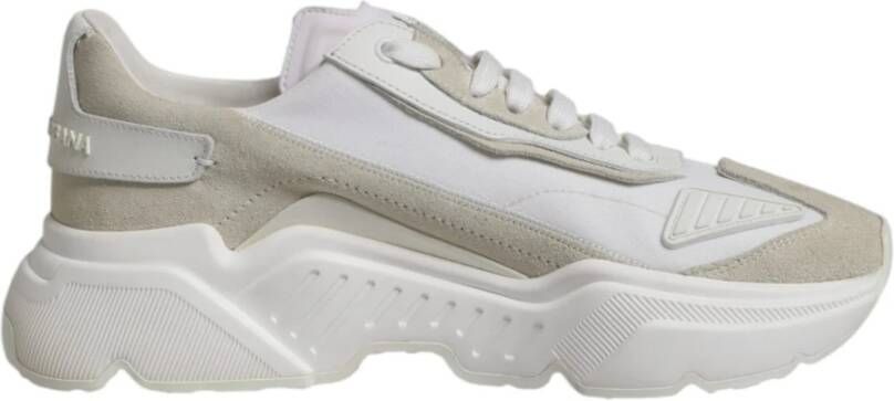 Dolce & Gabbana Witte Leren Lage Sneakers White Heren