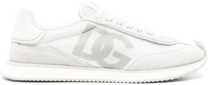 Dolce & Gabbana Witte Mesh Sneakers met Suède Panelen
