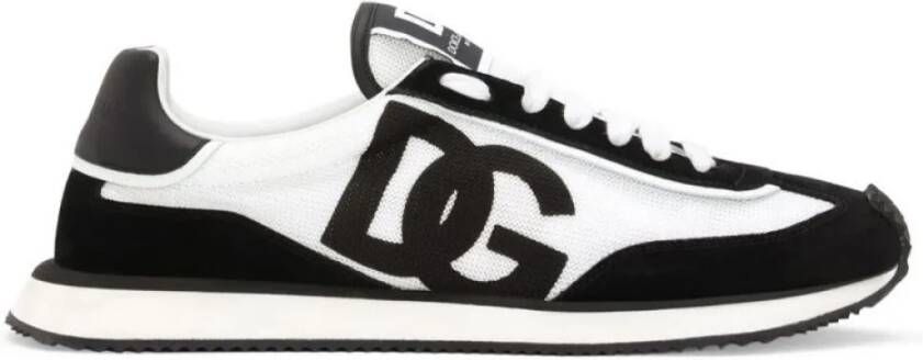 Dolce & Gabbana Witte platte schoenen met veters en logopatch