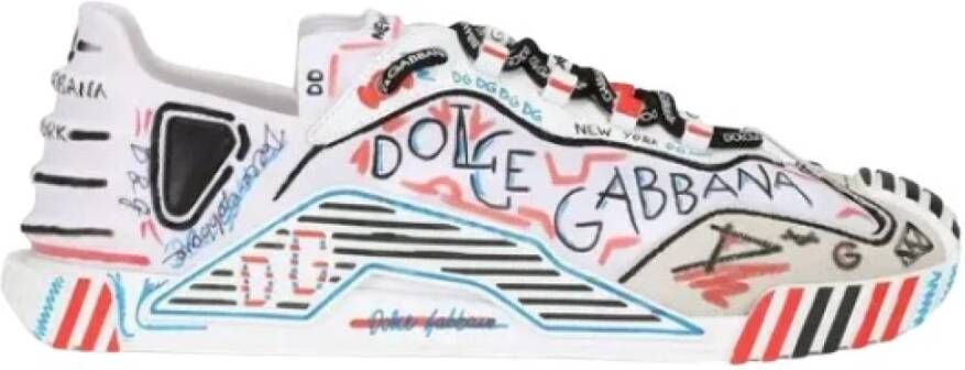 Dolce & Gabbana Witte Polyamide Sneaker met Suède Details