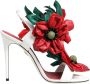 Dolce & Gabbana Witte Rode Bloe Hakken Sandalen - Thumbnail 1