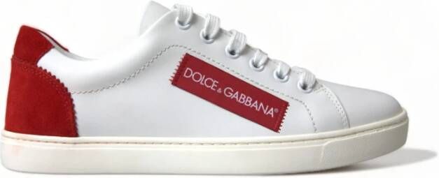 Dolce & Gabbana Witte Rode Leren Lage Sneakers Multicolor Dames