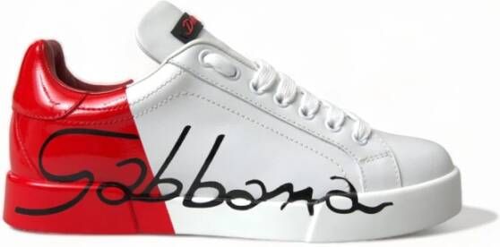 Dolce & Gabbana Witte Rode Portofino Veterschoenen White Dames