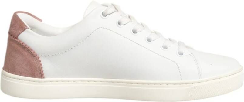 Dolce & Gabbana Witte Roze Leren Lage Sneakers
