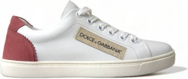 Dolce & Gabbana Witte Roze Leren Lage Sneakers Multicolor Heren