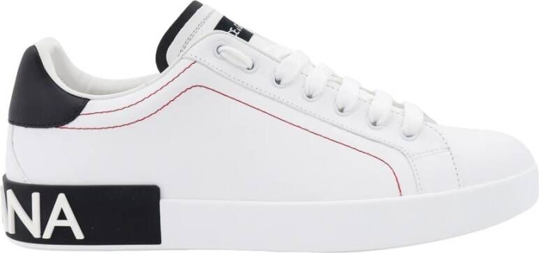 Dolce & Gabbana Leren lage sneakers met contrasterende inzetstukken White Heren
