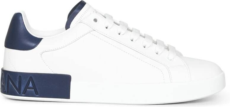 Dolce & Gabbana Witte Sneakers met Blauwe Details