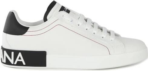 Dolce & Gabbana Leren lage sneakers met contrasterende inzetstukken White Heren