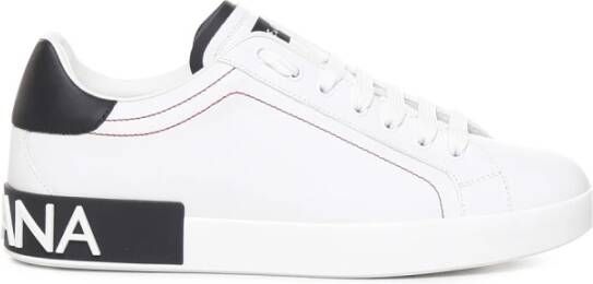 Dolce & Gabbana Leren lage sneakers met contrasterende inzetstukken White Heren