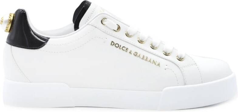 Dolce & Gabbana Witte Logo-Embellished Low-Top Sneakers White Dames