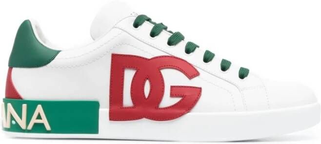 Dolce & Gabbana Witte Sneakers met Kalfsleren Hielkap White Heren