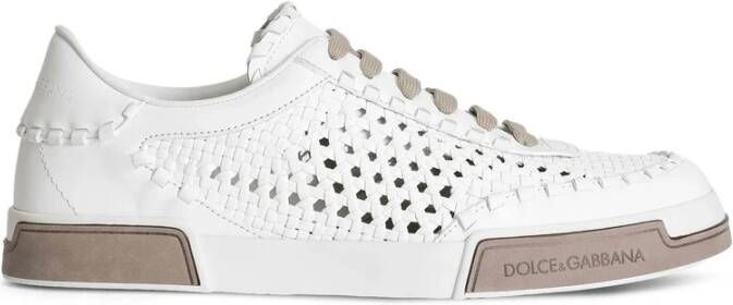 Dolce & Gabbana Witte Sneakers met Veters en Rubberen Zool