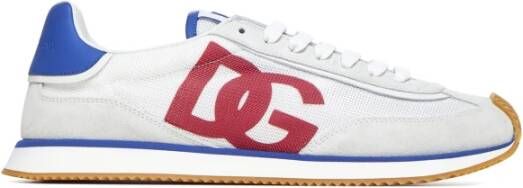 Dolce & Gabbana Sneakers met Suède Details en Verlengde Neus White Heren